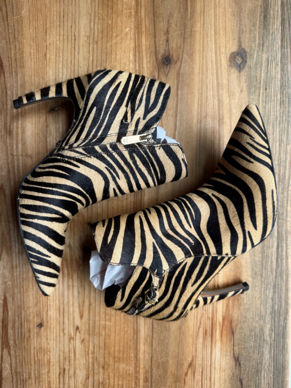 Sam Edelman Zebra Heeled Boots Booties 6